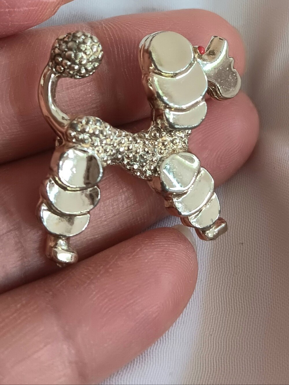 Silver Poodle Dog Brooch Pin - Shiny Silver Pet Accent
